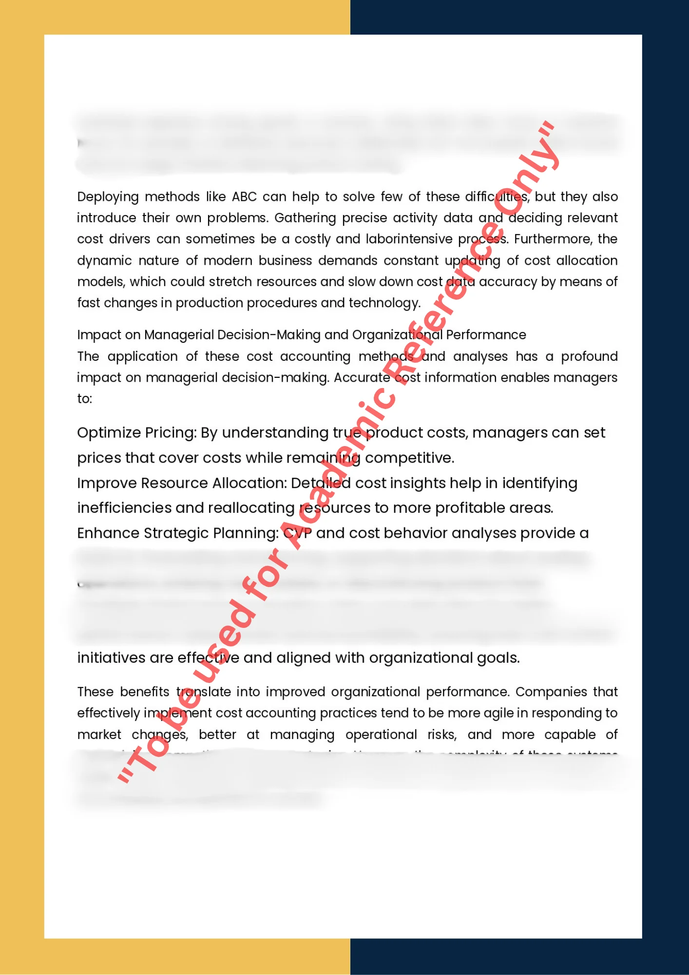 Assignment Sample Of Subject  ACCT 303- Cost Accounting 4